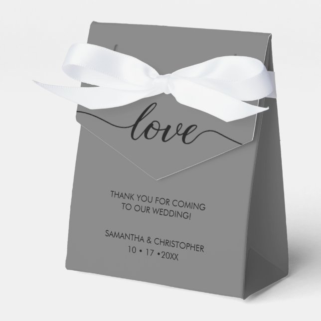 Mod Gray Simple & Elegant Liebe Wedding ScrIpt Geschenkschachtel (Vorderseite)