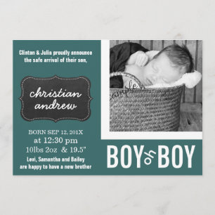 Mod-Grün und Tafel-neue Baby-Geburt Ankündigung