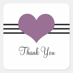 Mod Heart Dankeschön Stickers, Lila Quadratischer Aufkleber