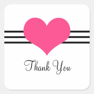 Mod Heart Dankeschön, Stickers, Pink Quadratischer Aufkleber