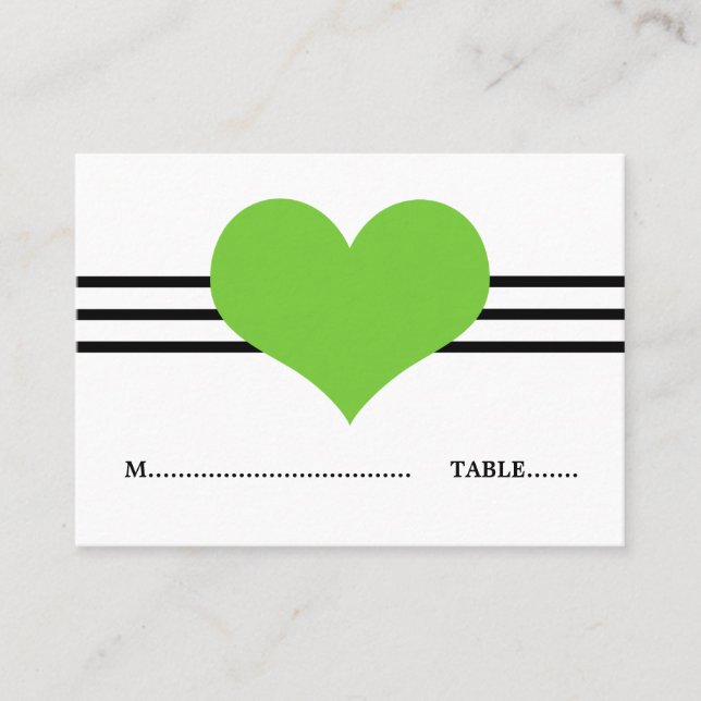 Mod Heart Platzkarte, grün Platzkarte (Vorderseite)