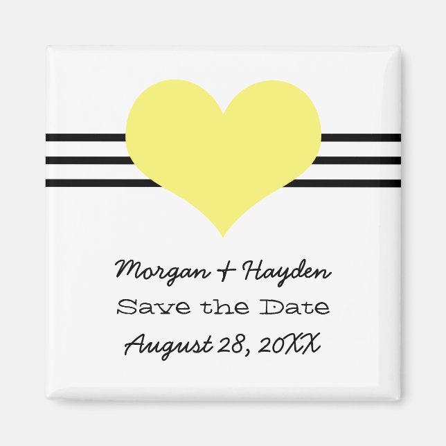 Mod Heart Save the Date Magnet, Gelb Magnet (Vorne)