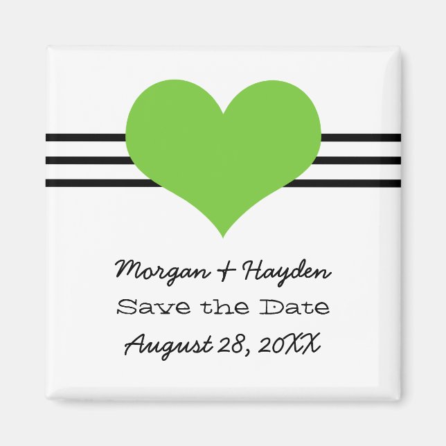 Mod Heart Save the Date Magnet, Green Magnet (Vorne)