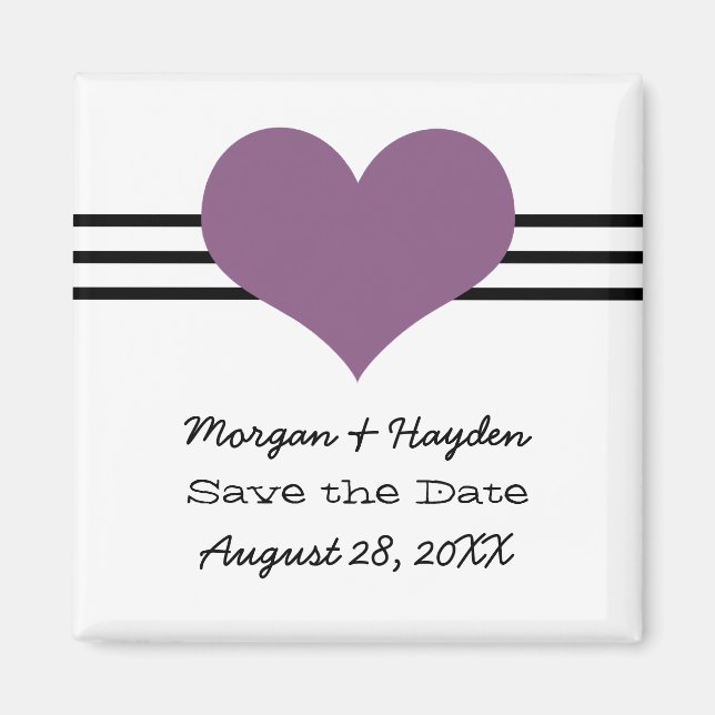 Mod Heart Save the Date Magnet, Lila Magnet (Vorne)