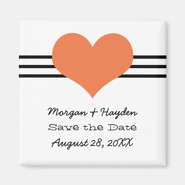 Mod Heart Save the Date Magnet, Orange Magnet (Vorne)