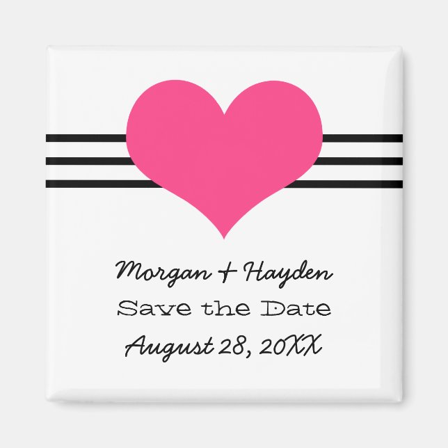 Mod Heart Save the Date Magnet, Pink Magnet (Vorne)