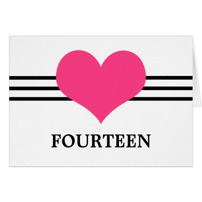 Mod Heart Tischnummer Card, rosa (Vorderseite (Horizontal))