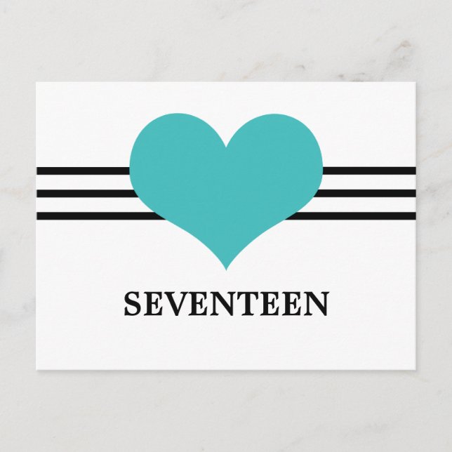 Mod Heart Tischnummer Postcard, Aqua (Vorderseite)
