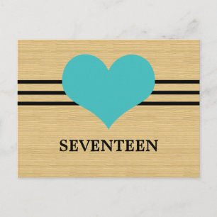 Mod Heart Tischnummer Postcard, Aqua