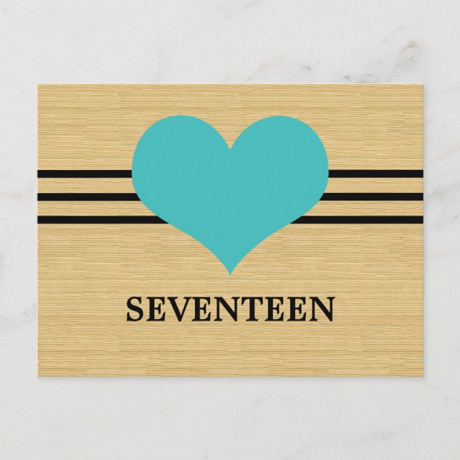 Mod Heart Tischnummer Postcard, Aqua (Vorderseite)