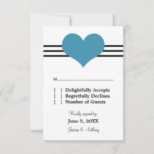 Mod Heart Wedding Response Card, blau RSVP Karte
