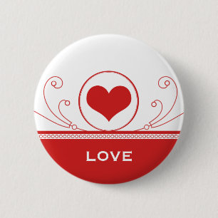 Mod Heart Wirbel Button, rot Button