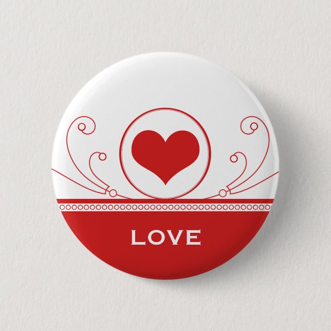Mod Heart Wirbel Button, rot Button (Vorderseite)