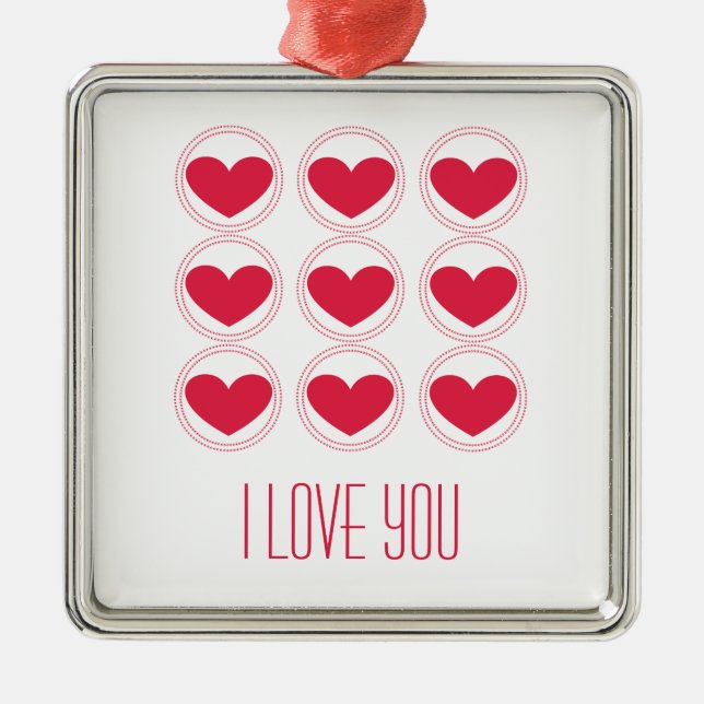 Mod Hearts Liebe Ornament, dunkelrosa Silbernes Ornament (Vorne)