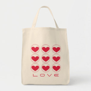Mod Hearts Liebe Tote Tasche, dunkelrosa Tragetasche
