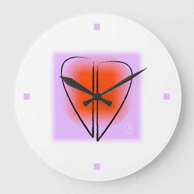 Mod Herzklappen-Uhr Große Wanduhr (Vorderseite)