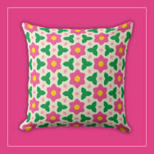 Mod Hot Pink Blumen mit grünem geometrischen flora