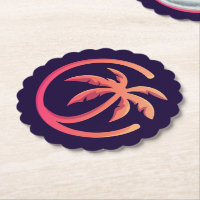 Mod Hot Pink Orange Palm Tree auf Scallop