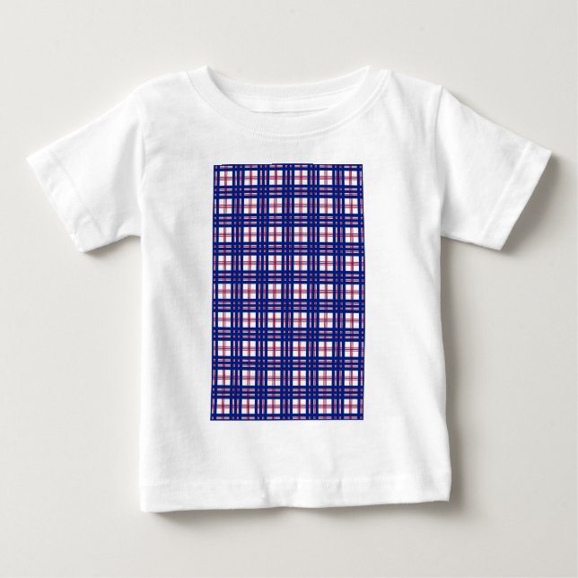Mod Kariertes Muster Red White Blue Baby T-shirt (Vorderseite)