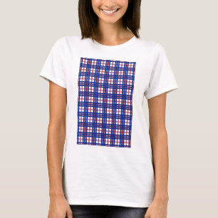Mod Kariertes Muster Red White Blue T-Shirt