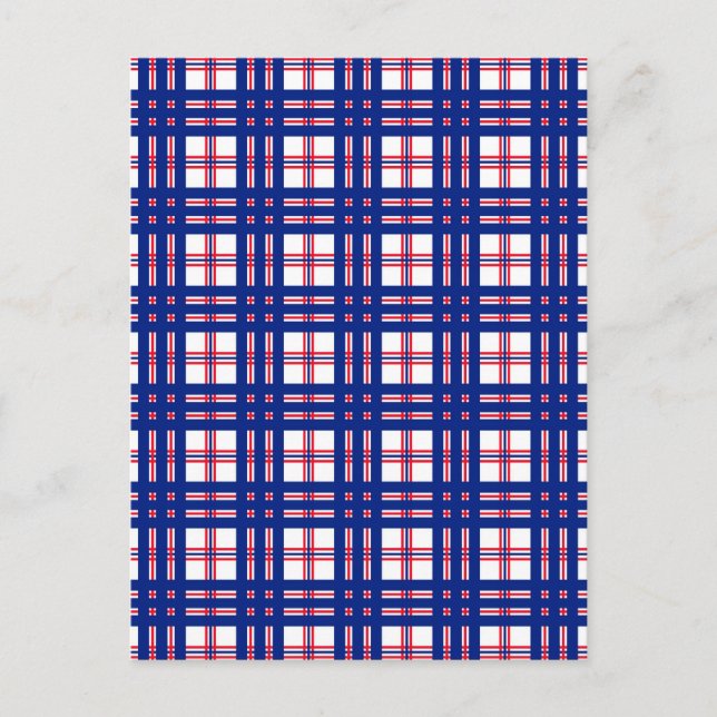 Mod Karo Muster Rot Weiß Blau Postkarte (Vorderseite)