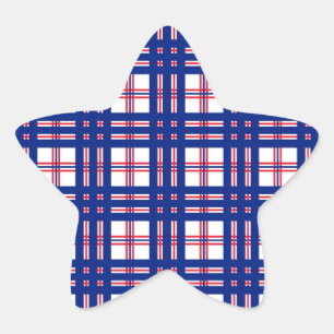 Mod Karo Muster Rot Weiß Blau Stern-Aufkleber
