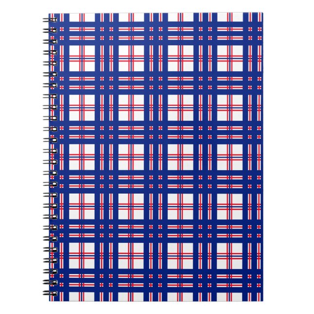 Mod Karomuster Rot Weiß Blau Notizblock (Vorderseite)
