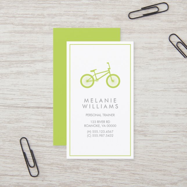 Mod Kiwi Green Bicycle Visitenkarte (Vorderseite/Rückseite Beispiel)