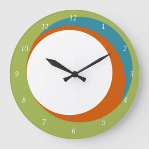 Mod kreist Wand-Uhr-Grün, Orange und Aqua ein Große Wanduhr