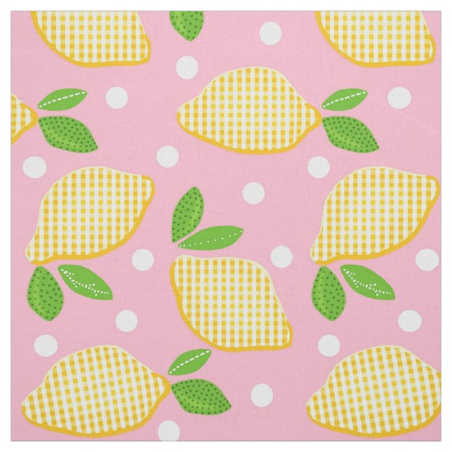 Mod Lemon Gingham Polka-Dots Stoff (Muster)
