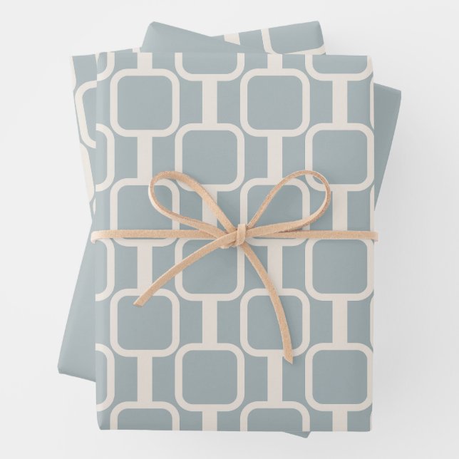 Mod Links Retro Modernes geometrisches Muster Geschenkpapier Set (Beispiel)