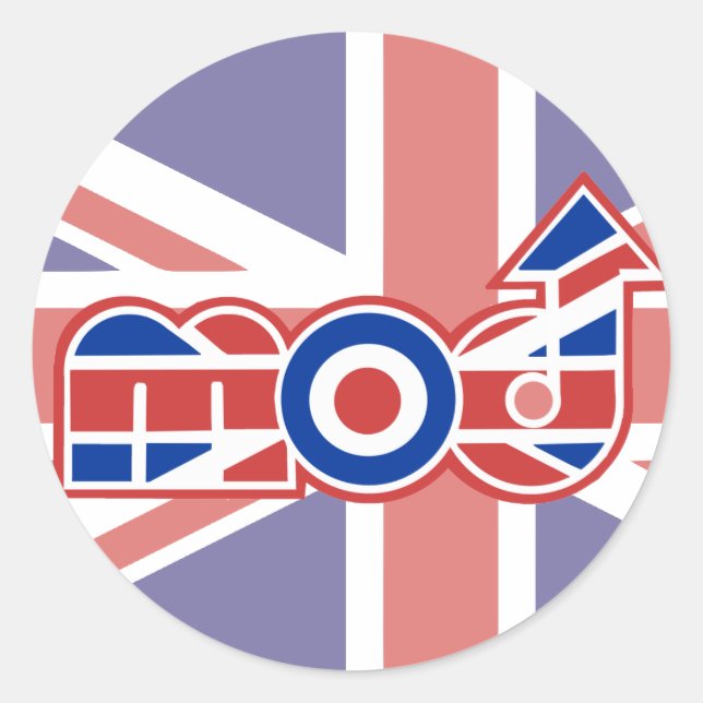 Mod Logo 2 Runde Union Jack Aufkleber (Vorderseite)