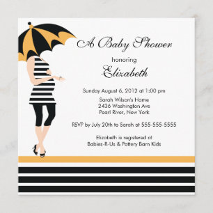 Mod Mama Baby Girl Dusche Trendy Black & Orange Einladung