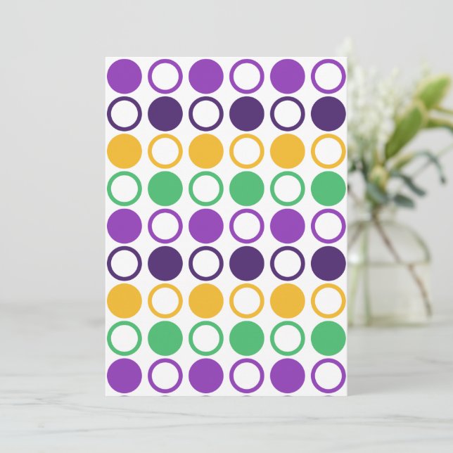 Mod Mardi Gras Dots Feiertagskarte (Stehend Vorderseite)