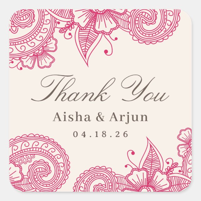 Mod Mehandi Gastgeschenk Hochzeit Stickers (Vorderseite)