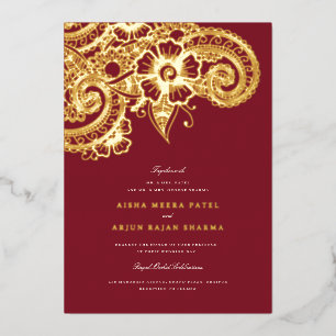 Mod Mehandi Hochzeitseinladung Folieneinladung