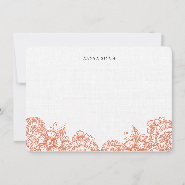 Mod Mehandi Personalisiert Stationery Mitteilungskarte (Vorderseite)