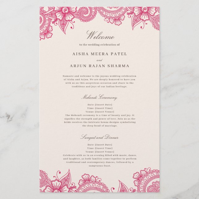 Mod Mehandi Traditionelles indisches Hochzeitsprog (Vorderseite)