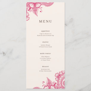 Mod Mehandi Wedding Dinner Menu Menükarte
