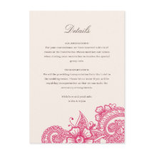Mod Mehandi Wedding Information Insert Card