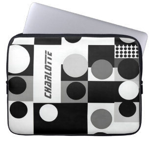 Mod mit geometrischen Schwarz-weißen Formen Laptopschutzhülle