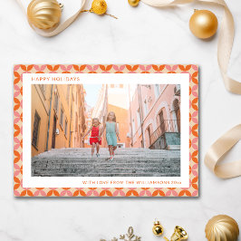 Mod Mitte des Jahrhunderts Rosa Orange Einzigartig Feiertagskarte