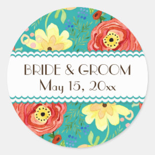 Mod Modern Floral Ranunculus Leaf Rose Bracket Runder Aufkleber