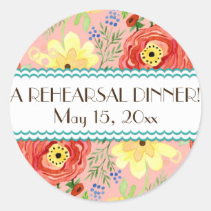 Mod Modern Floral Ranunculus Leaf Rose Bracket Runder Aufkleber