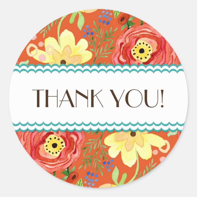 Mod Modern Floral Ranunculus Leaf Rose Bracket Runder Aufkleber (Vorderseite)