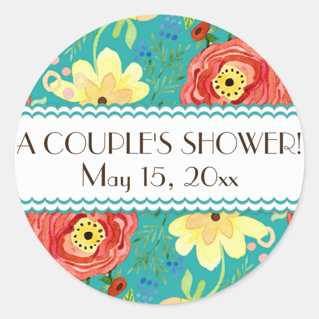 Mod Modern Floral Ranunculus Leaf Rose Bracket Runder Aufkleber (Vorderseite)