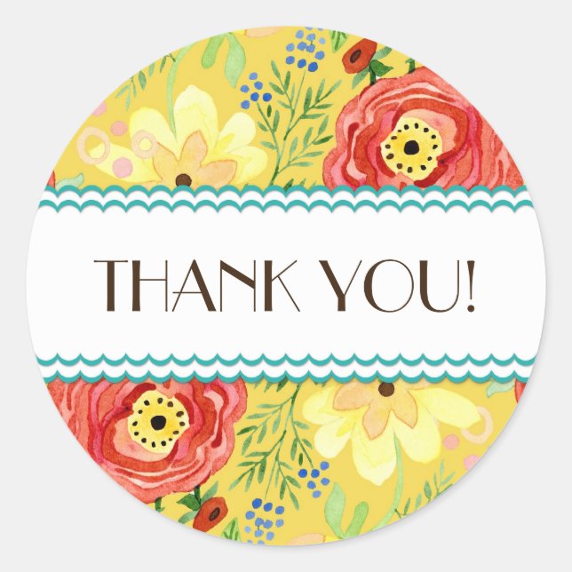 Mod Modern Floral Ranunculus Leaf Rose Bracket Runder Aufkleber (Vorderseite)