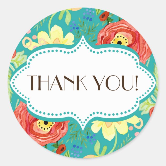 Mod Modern Floral Ranunculus Leaf Rose Bracket Runder Aufkleber (Vorderseite)