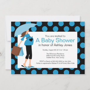Mod Mom Baby Blue Baby Shower Einladung