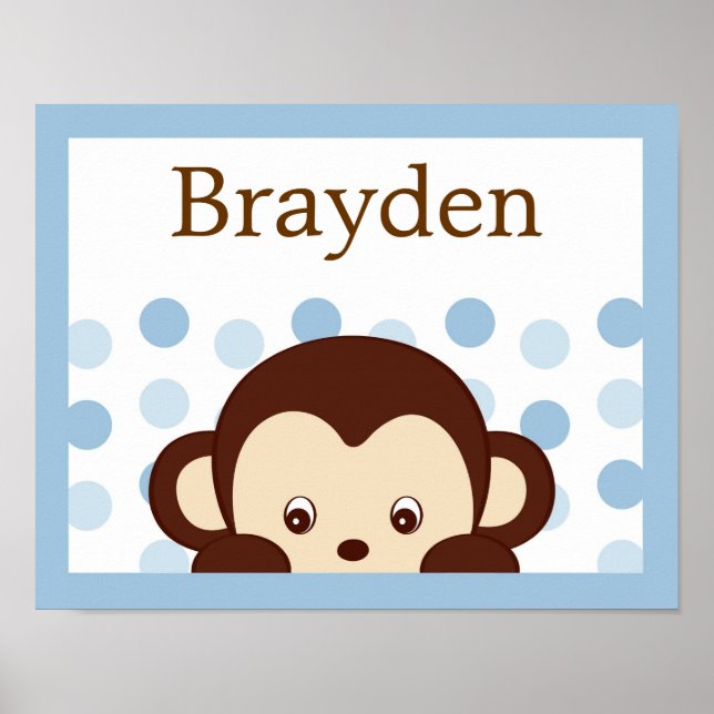 Mod Monkey Dots Personalisiert Name Art Print Poster (Vorne)